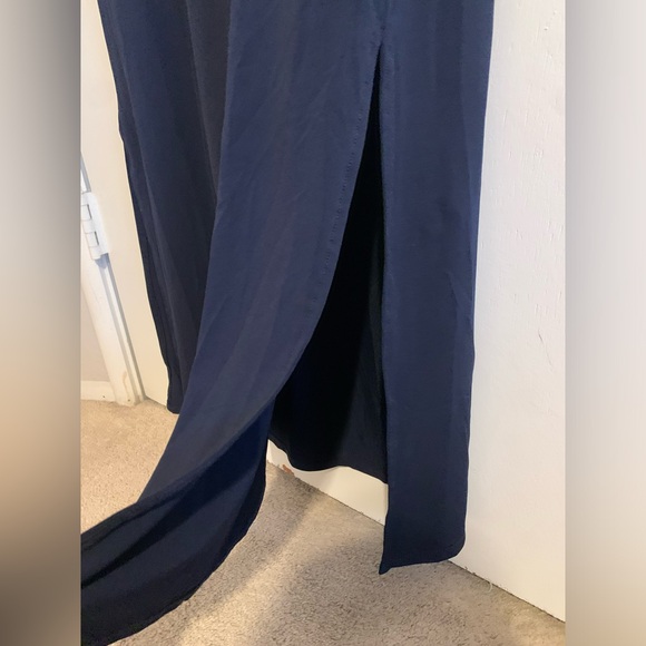 Carmen Marc Valvo Dark Blue Dress with Gold Gems NEW - Picture 3 of 6